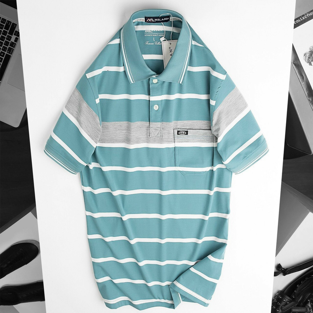 Áo thun polo nam trung niên Nexx &amp; Dee sọc ngang thể thao có cổ bẻ trung niên chất liệu cá sấu thoáng mát cao cấp NS029