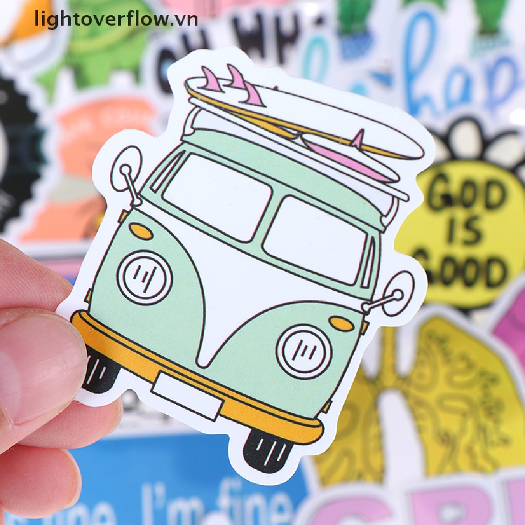 Bộ 50 Đề Can Họa Tiết Hoạt Hình Dễ Thương Dùng Trang Trí Vali / Laptop / Xe Đạp / Xe Hơi