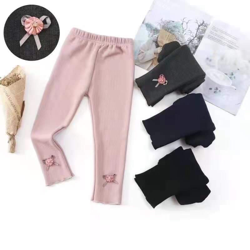 [Đính Gấu] Quần legging nỉ cho bé gái mã 33040