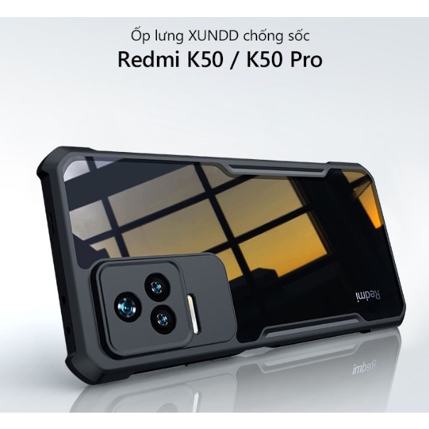 Ốp lưng XUNDD Redmi K50 / K50 Pro Mặt lưng trong suốt, Viền TPU, Chống sốc
