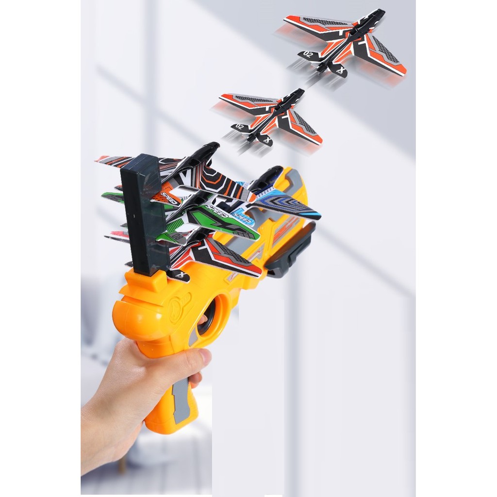 Súng đồ chơi máy bay bắn đạn dành cho trẻ em dùng không chiến đấu tay đôi có thể làm nổ bọt. bằng nhựa uốn lượn
