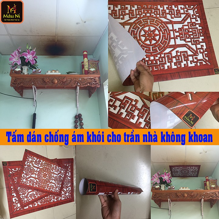 TẤM CHỐNG ÁM KHÓI dán phòng thờ, dán lên trần nhà, không phải khoan, Kích thước 41 x61cm [ Tấm chắn bàn thờ] Cần có