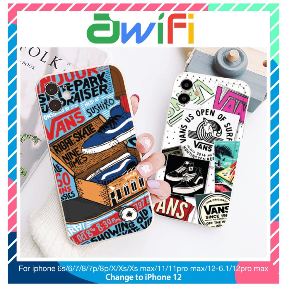 Ốp lưng iphone viền nổi bóng v.a.n.s 6/6plus/6s/6splus/7/7plus/8/8plus/x/xr/xs/11/12/pro/max/plus/promax - Awifi