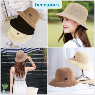 Mũ cói nữ chữ M Beecamex nón cói đi biển phong cách Hàn Quốc xinh xắn
