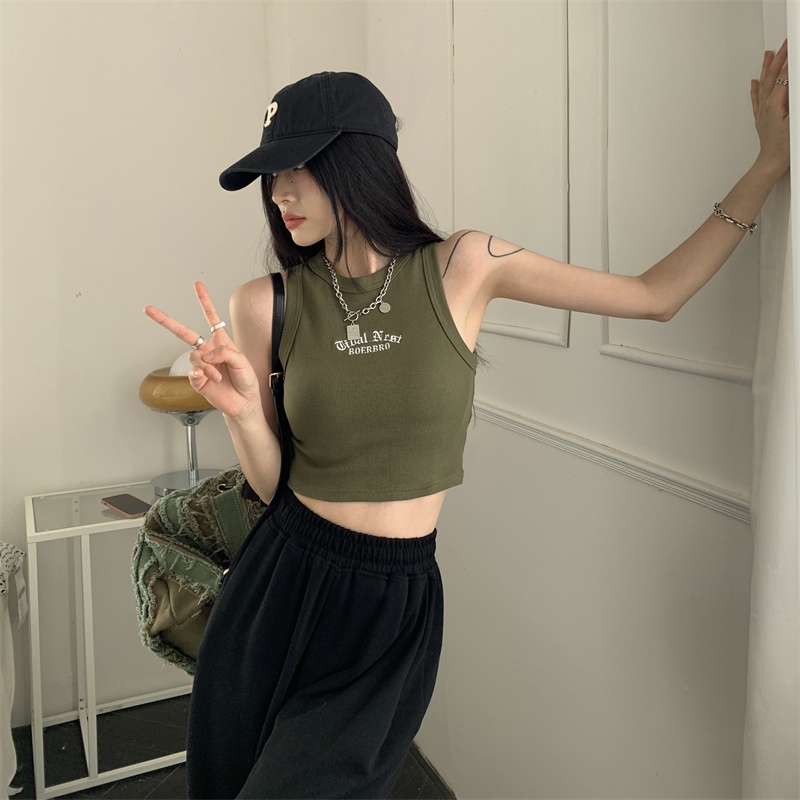 Cocory vn Áo Tank Top Hoạ Tiết Chữ Thêu Thiết Kế Hợp Thời Trang Với 5 Màu Sắc Lựa Chọn