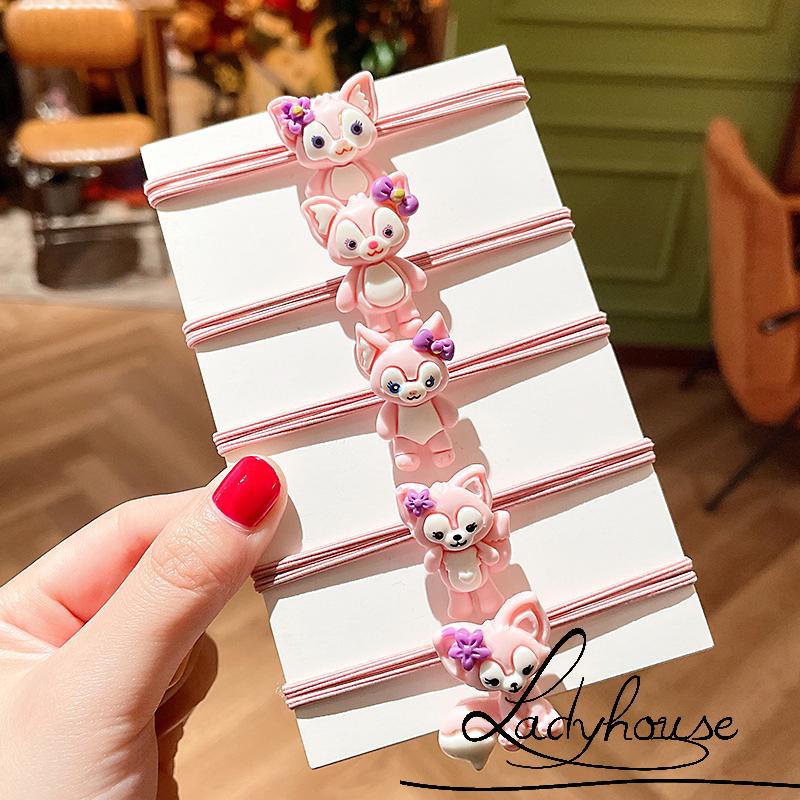 Dây buộc tóc hình chú cáo hoạt hình màu hồng kiểu dáng dễ thương cho bé gái