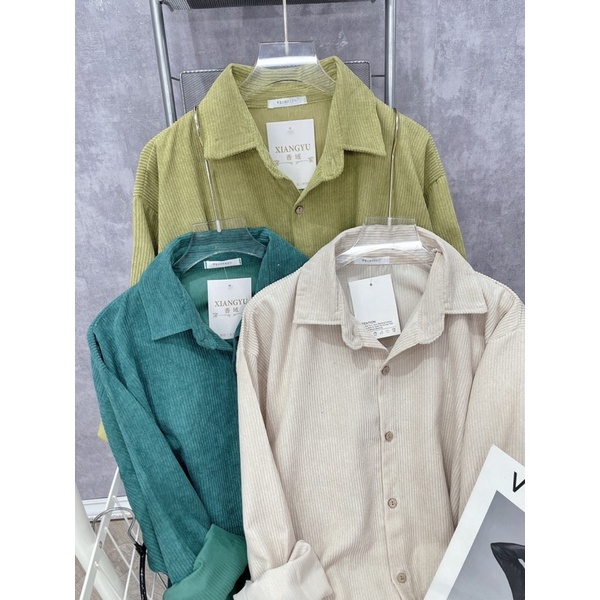 [ 𝐅𝐑𝐄𝐄 𝐒𝐇𝐈𝐏 ]  ÁO SƠ MI NHUNG TĂM FORM THỤNG RỘNG VẠT ĐUÔI TÔM CHẤT NHUNG TĂM NỐNG TO