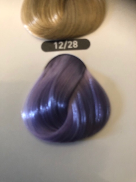 Nhuộm tóc rewell màu tím nhạt ánh xanh 12/28 tặng kèm oxy trợ nhuộm và bao tay