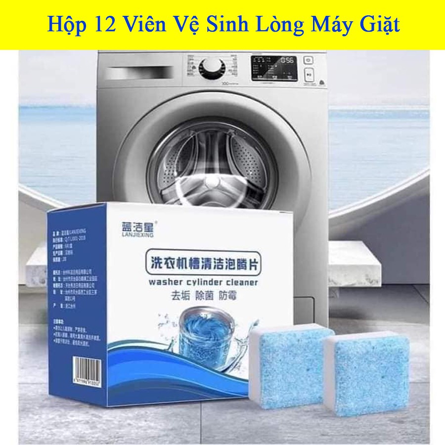 Chất làm sạch máy giặt. [Hộp 12 Viên] Viên Tẩy Vệ Sinh Lồng Máy Giặt