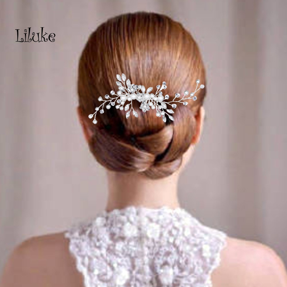 Lược Cài Tóc Đính Đá Và Ngọc Trai Nhân Tạo Thời Trang Dành Cho Nữ