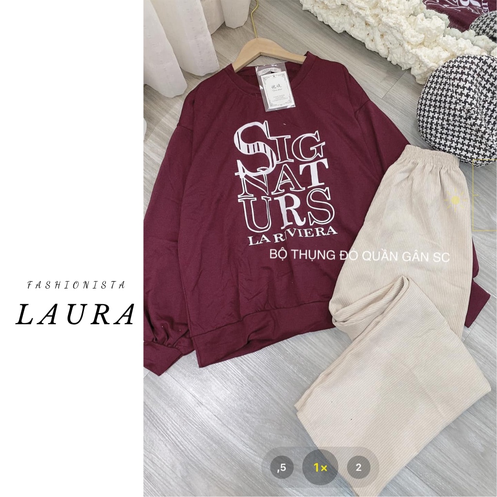 Set Áo Nỉ Đỏ SIGNAT kèm quần ống suông nỉ tăm Laura Boutique  - Bộ nỉ đỏ đô chữ Signature CÓ ẢNH THẬT | BigBuy360 - bigbuy360.vn