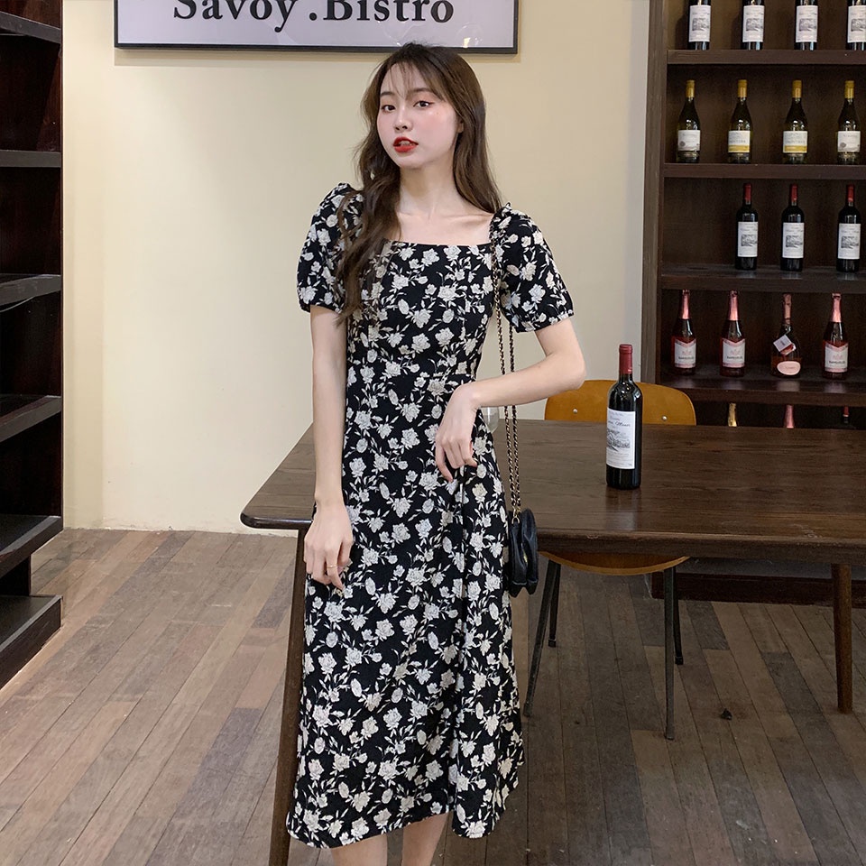 NRVP MỚI Đầm ngắn tay ôm eo phong cách Pháp cho nữ sinh