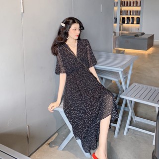 Đầm Chiffon Hoa Nhí Cổ V