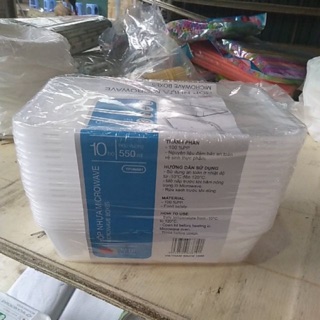 Hộp microwave 550ml (1 lốc 10hộp kèm nắp)