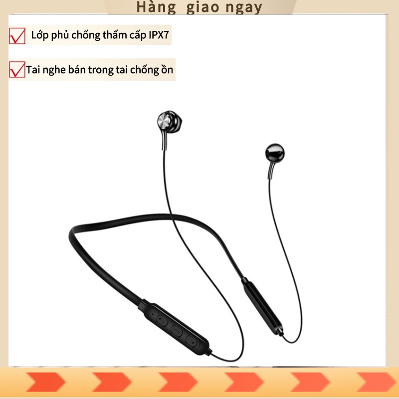 Tai nghe Bluetooth đeo cổ kiểu dáng thể thao, giảm tiếng ồn, hiệu ứng âm thanh tốt, nhỏ gọn tiện dụng
