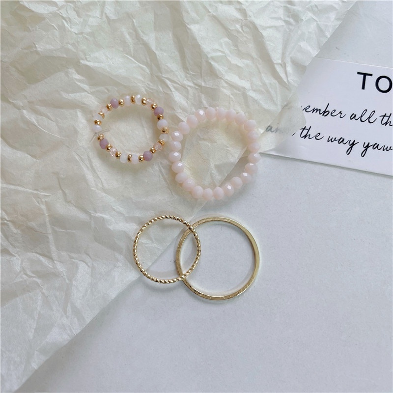 Nhẫn Đeo Tay Bốn Mảnh Đính Hạt Phong Cách Mới