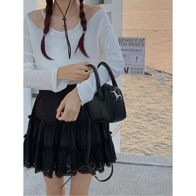 Chân váy ngắn thô hoa dập cute Ulzzang style | BigBuy360 - bigbuy360.vn