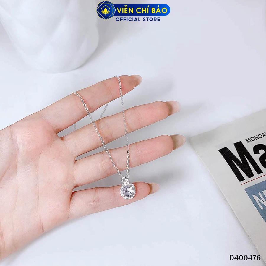 Dây chuyền bạc nữ mặt đá trắng chất liệu bạc 925 thời trang phụ kiện trang sức Viễn Chí Bảo D400476
