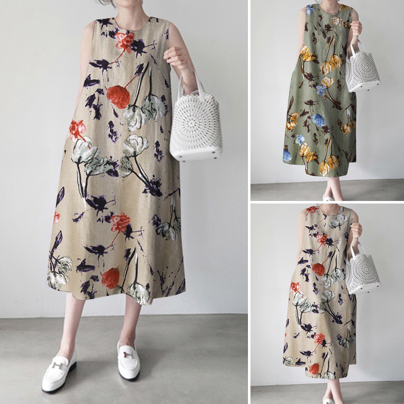 Đầm ZANZEA dài không tay thời trang dành cho nữ