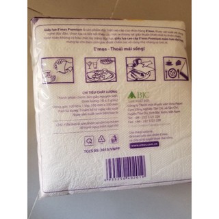 Khăn giấy vuông  E'mos  bịch  100 tờ ( combo  10 gói )