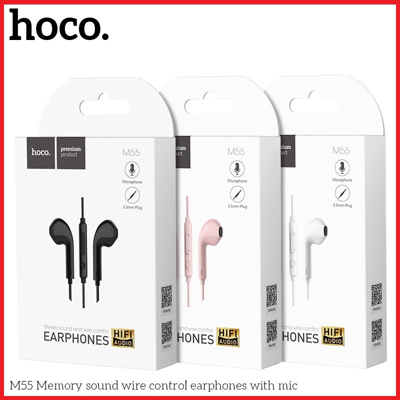 Tai nghe nhét tai Iphone Hoco M55 Tích Hợp Micro, jack cắm 3.5mm âm thanh cực hay - CHÍNH HÃNG