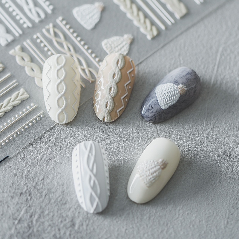 Miếng Dán Trang Trí Móng Tay Nghệ Thuật Họa Tiết Áo Len Xinh Xắn