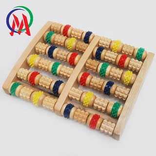 Massage bàn chân 6 thanh có mười thanh con lăn bằng gỗ massage bàn chân thư giãn