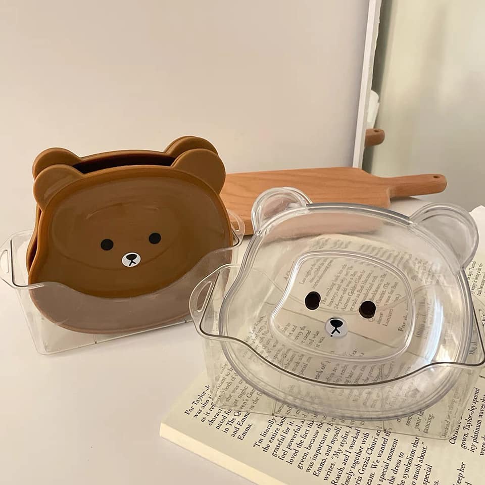 SET 8 ĐĨA HÌNH GẤU SIÊU ĐÁNG YÊU, TẶNG KÈM KHAY