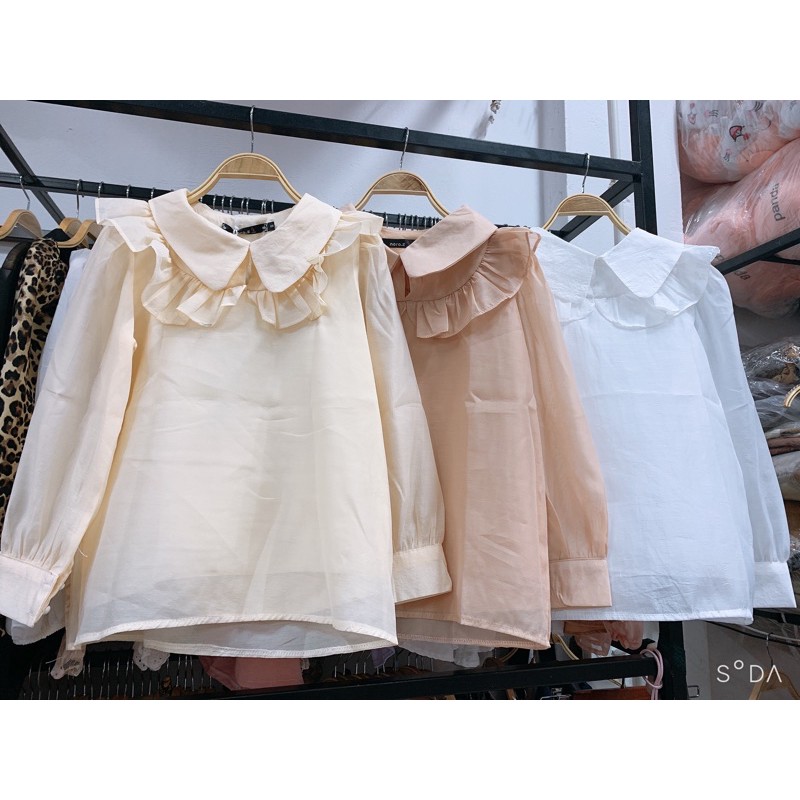 Áo sơ mi lụa bèo tay bo 2 cúc ngọc ( quảng châu )