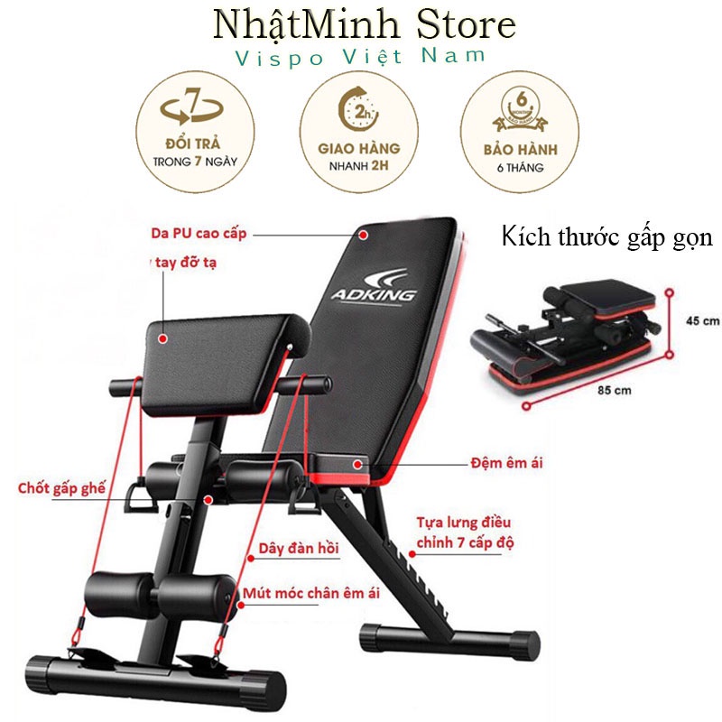 Ghế tập tạ đa năng Adking AD-189 giúp tập tạ, tập cơ bụng, tập gym, tập thể dục tại nhà hiệu quả