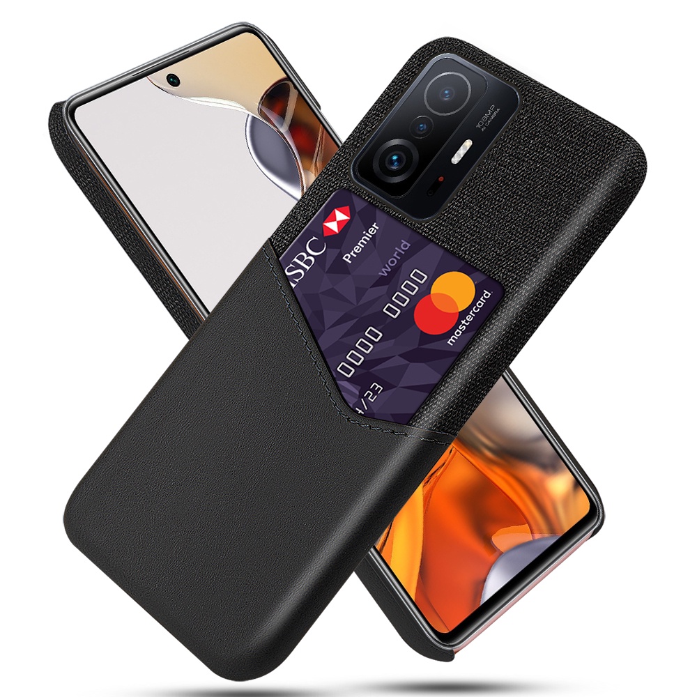 Ốp điện thoại da phối vải kiểu ví chống sốc có ngăn đựng thẻ cho Xiaomi Mi 11T Pro Mi 10T Pro 11 Ultra Lite Pro
