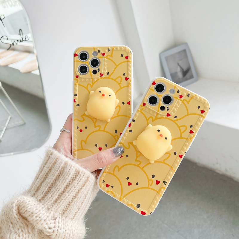 Ốp Điện Thoại Tpu Mềm Hình Gà 3d Màu Vàng Dễ Thương Bảo Vệ Toàn Diện Cho Iphone 11x12 Xs Xr 7plus | BigBuy360 - bigbuy360.vn