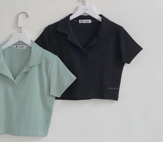 🥑Áo Croptop Cổ Petter Basic