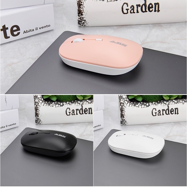 Chuột Không Dây Không Ồn AJAZZ i18 M106 (Silient Mouse) Màu Hồng - Hàng Chính Hãng