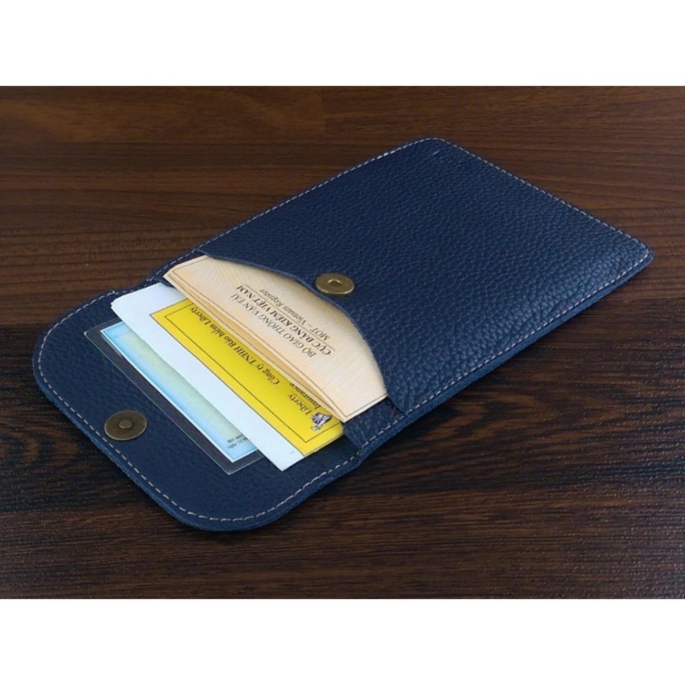 Ví Đăng Kiểm Oto Màu Xanh Navy Da Bò Thật