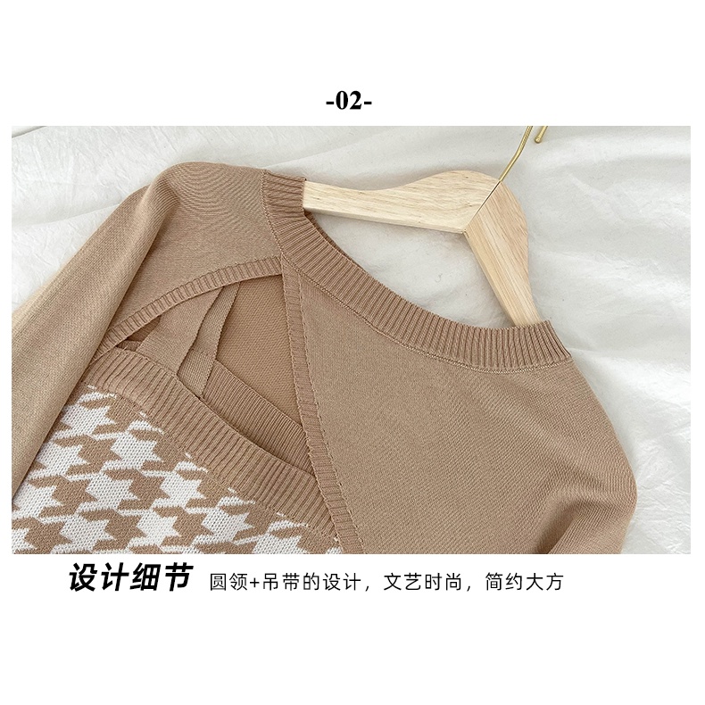 Hàng sẵn - Set áo 2 dây và khoác ngoài bằng len