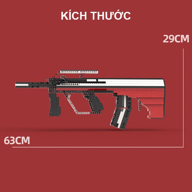 Đồ Chơi Lắp Ráp Mô Hình AUG55 Red Black CSGO PUBG Với 1053 Mảnh Ghép, Bản Thiết Kế Tiêu Chuẩn Của Kevin183