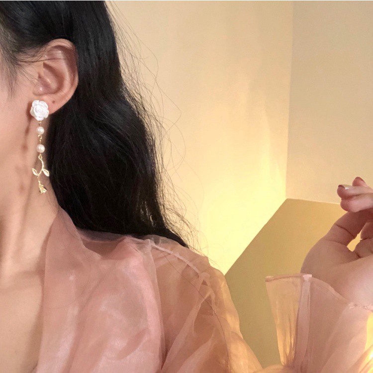 Đôi bông tai bạc 925 hình hoa hồng xinh xắn thích hợp cho nữ