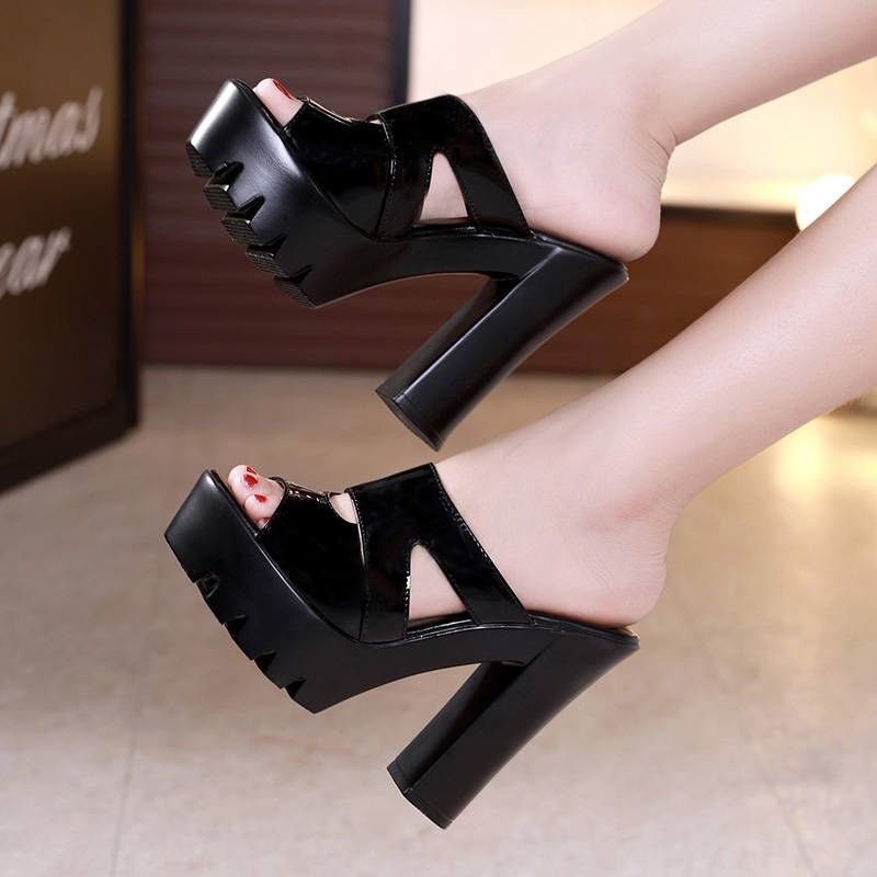 Dép cao gót gót vuông cao 9 phân sang xịn