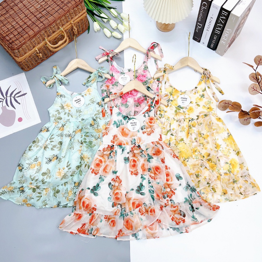 Váy cho bé gái vải voan hàn cao cấp V10 size từ 14 – 28kg, đầm công chúa CHAMIDA xinh xắn, đáng yêu