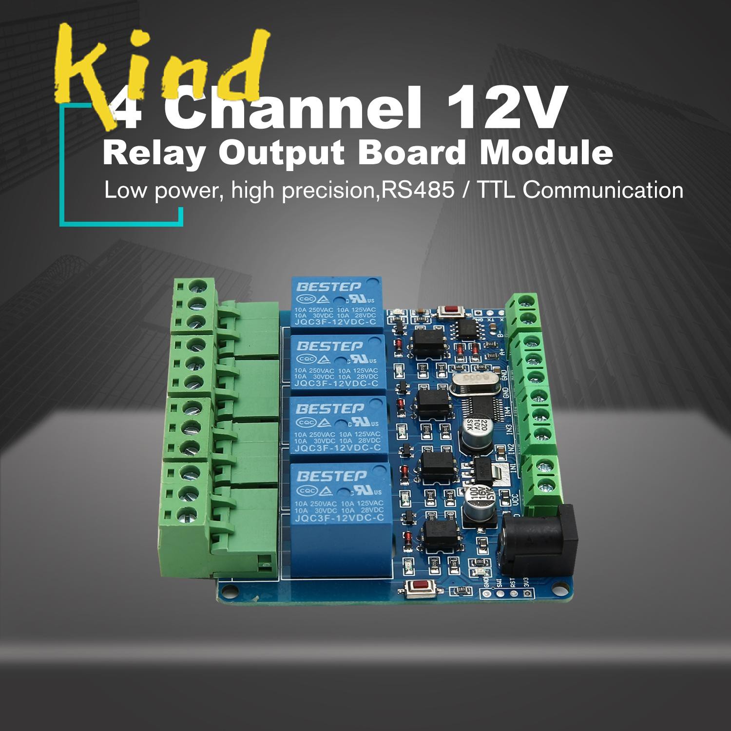 Mô Đun Rơ Le 4 Kênh 12v Rs485 / Ttl