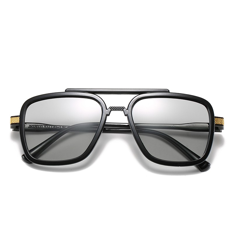 Kính mát gọng chữ nhật họa tiết siêu anh hùng Người Sắt sang trọng thời trang cho nam