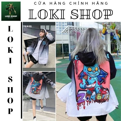 Áo Khoác Dù nam nữ và cặp đôi LOKI SHOP Chống Nắng Có 2 Màu, Unisex Form Rộng hình ZOOMBIE THE ZED Jacket