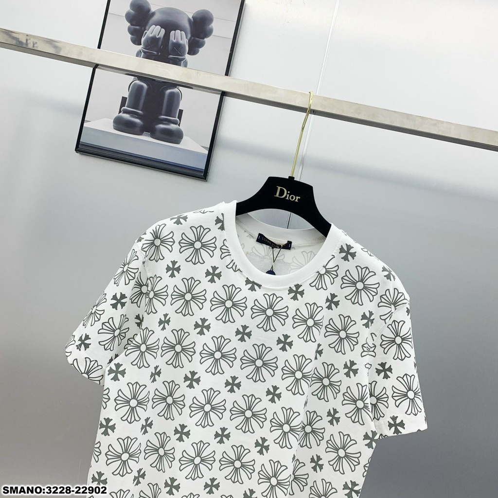 Áo Phông Nam Họa Tiết Hoa Vải Cotton Mát Mịn - Áo Thun Nam LV In Họa Tiết Cao Cấp