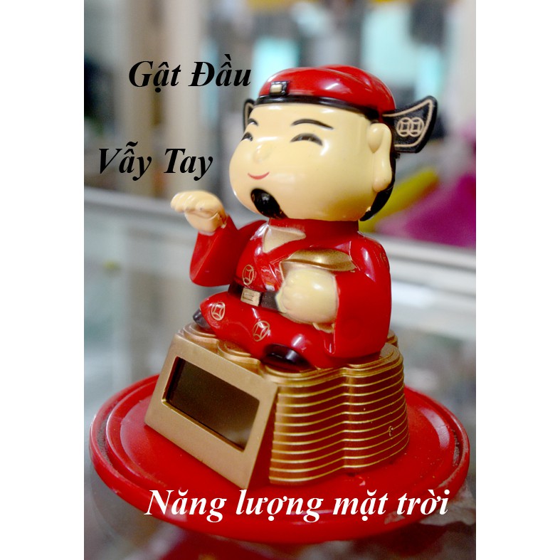 Thần Tài nhí gật đầu vẫy tay năng lượng mặt trời cao 10cm-Có link youtube