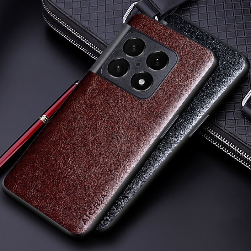 Ốp điện thoại da PU màu trơn thời trang doanh nhân sang trọng cho Oneplus 10T