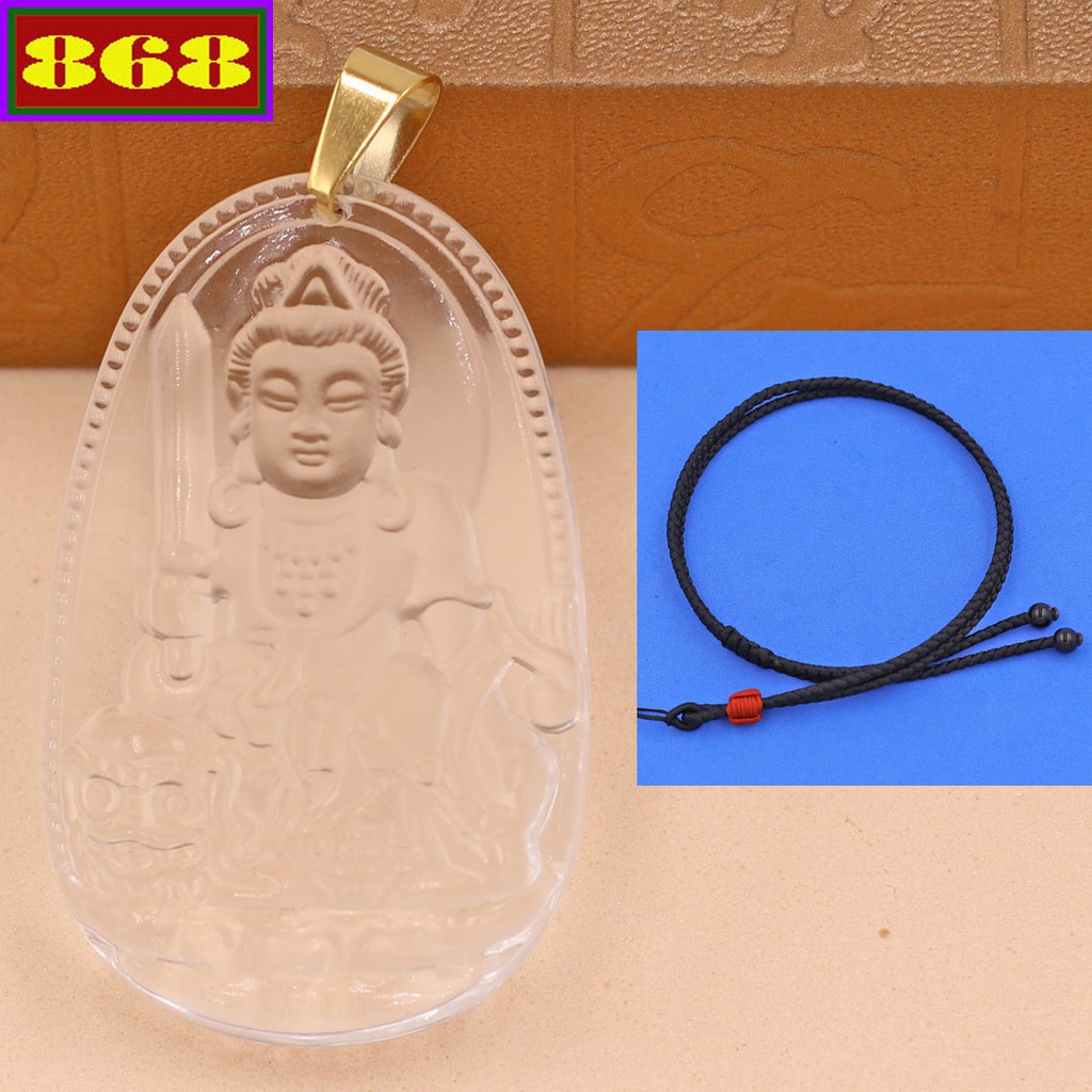 Mặt dây chuyền Phật Văn thù pha lê 3.6 cm MVFLTB3 - Hộ mệnh tuổi Mão