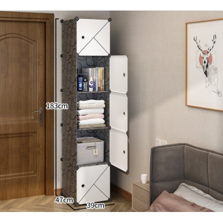 Tủ Nhựa Ghép Đa Năng - Màu Nhựa Đen Cửa Trắng Kẻ - Mẫu Mới Nhất Tại Shop - Nhiều Kích Thước