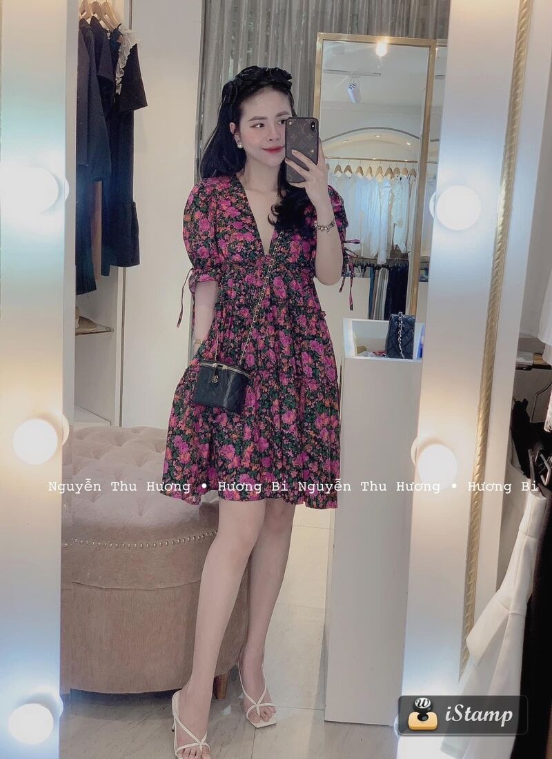 váy bầu tầng nơ tay nhiều màu sắc