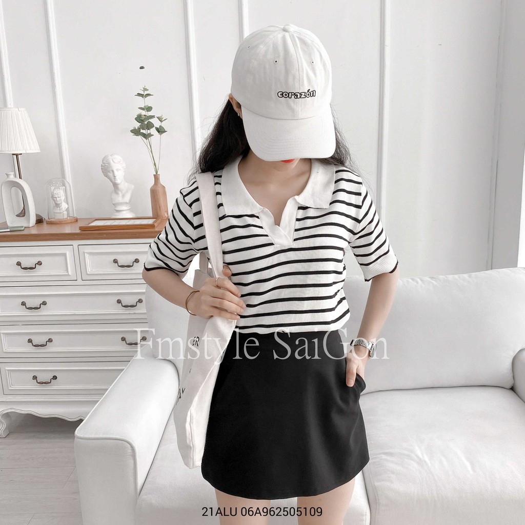 Áo thun len nữ tay ngắn kẻ sọc hàn quốc ulzzang thời trang VM STYLE 81018- 22ALU01A961701 | BigBuy360 - bigbuy360.vn